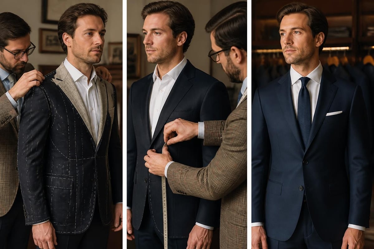 Custom suit fitting process stages