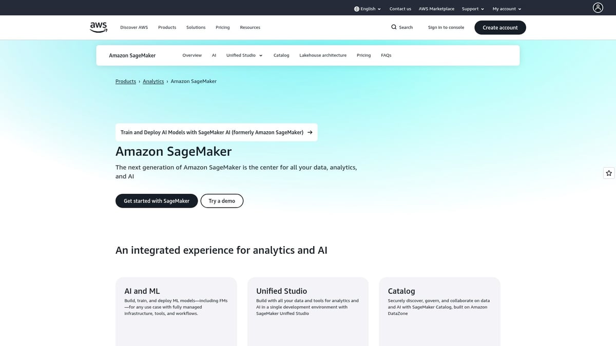 9 Essential Most Popular AI Platforms to Try in 2026 - Amazon SageMaker