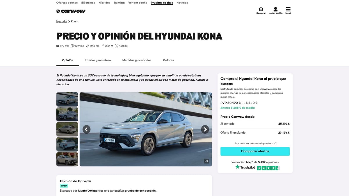 8 Coches Eco Más Destacados Para 2025 - Hyundai Kona Híbrido/Eléctrico