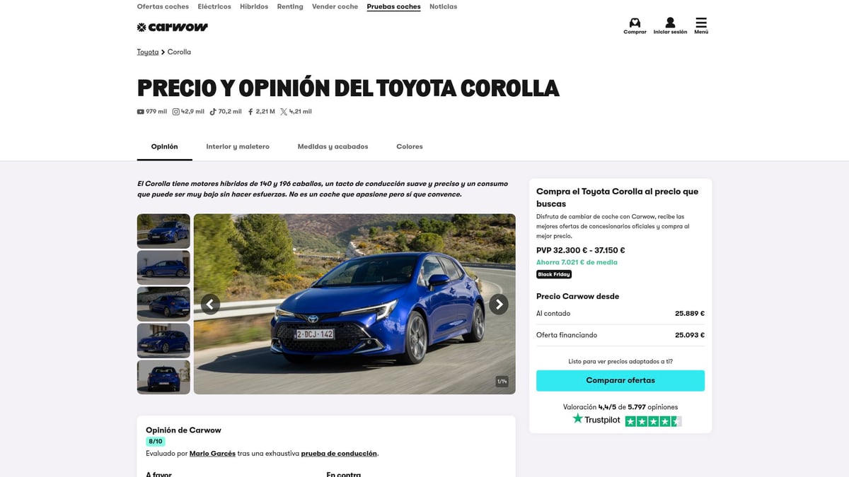 8 Coches Eco Más Destacados Para 2025 - Toyota Corolla Hybrid