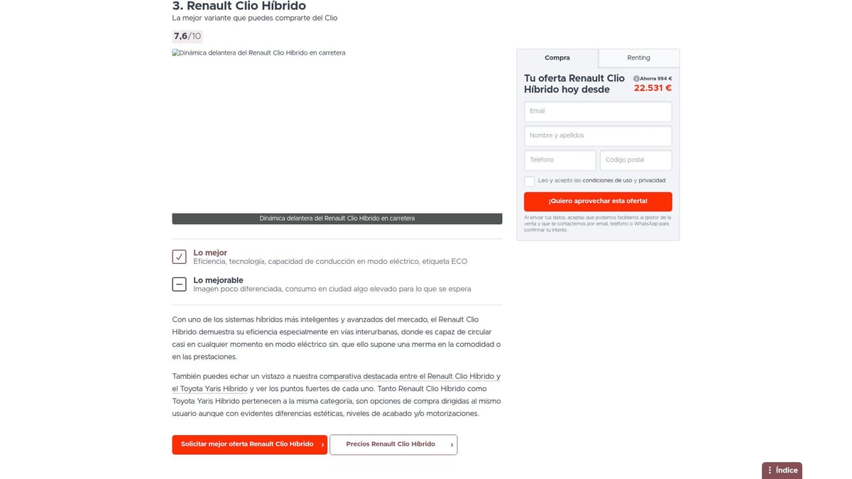 8 Coches Eco Más Destacados Para 2025 - Renault Clio Híbrido