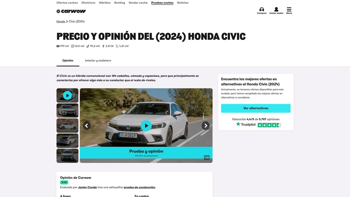 8 Coches Eco Más Destacados Para 2025 - Honda Civic Hybrid