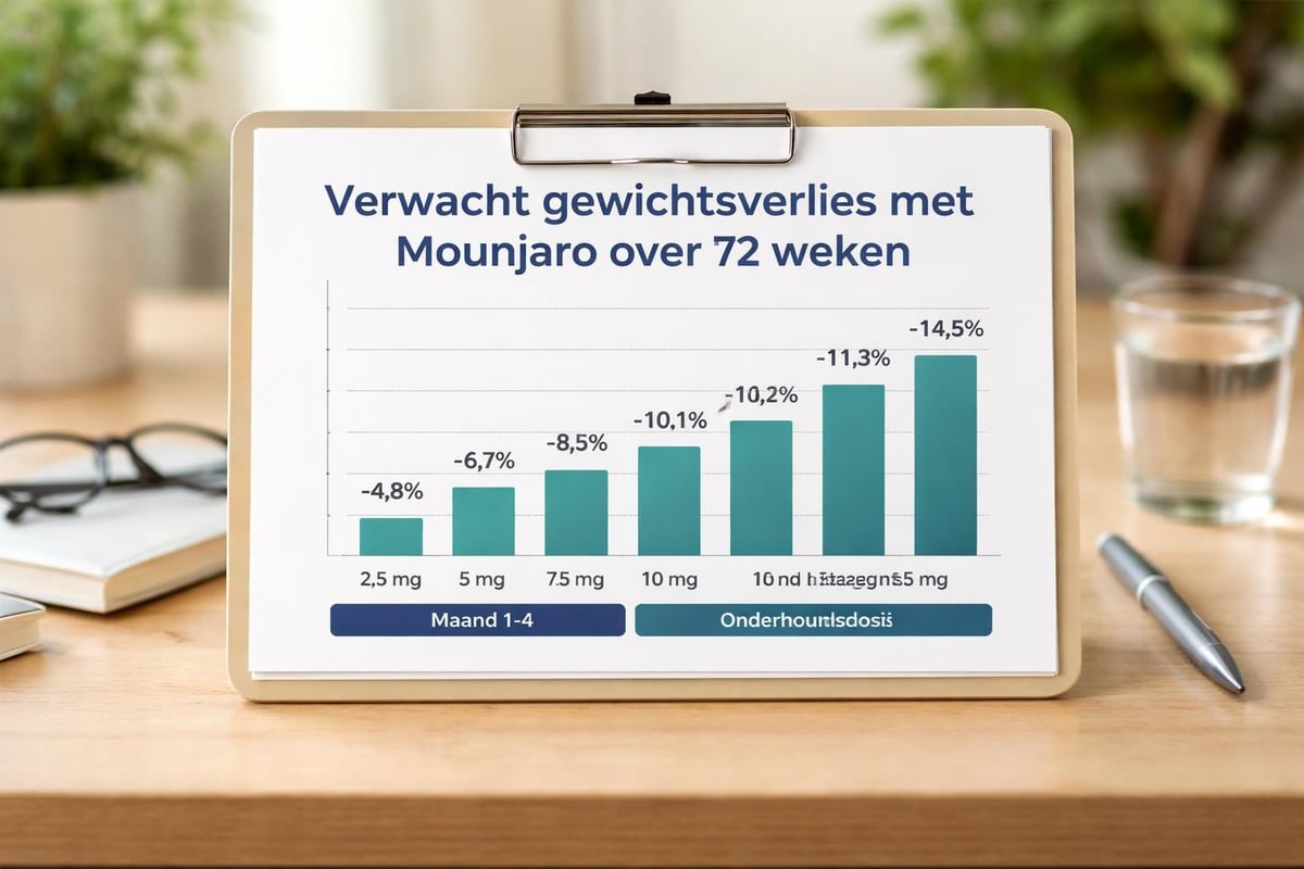 Tijdlijn gewichtsverlies resultaten