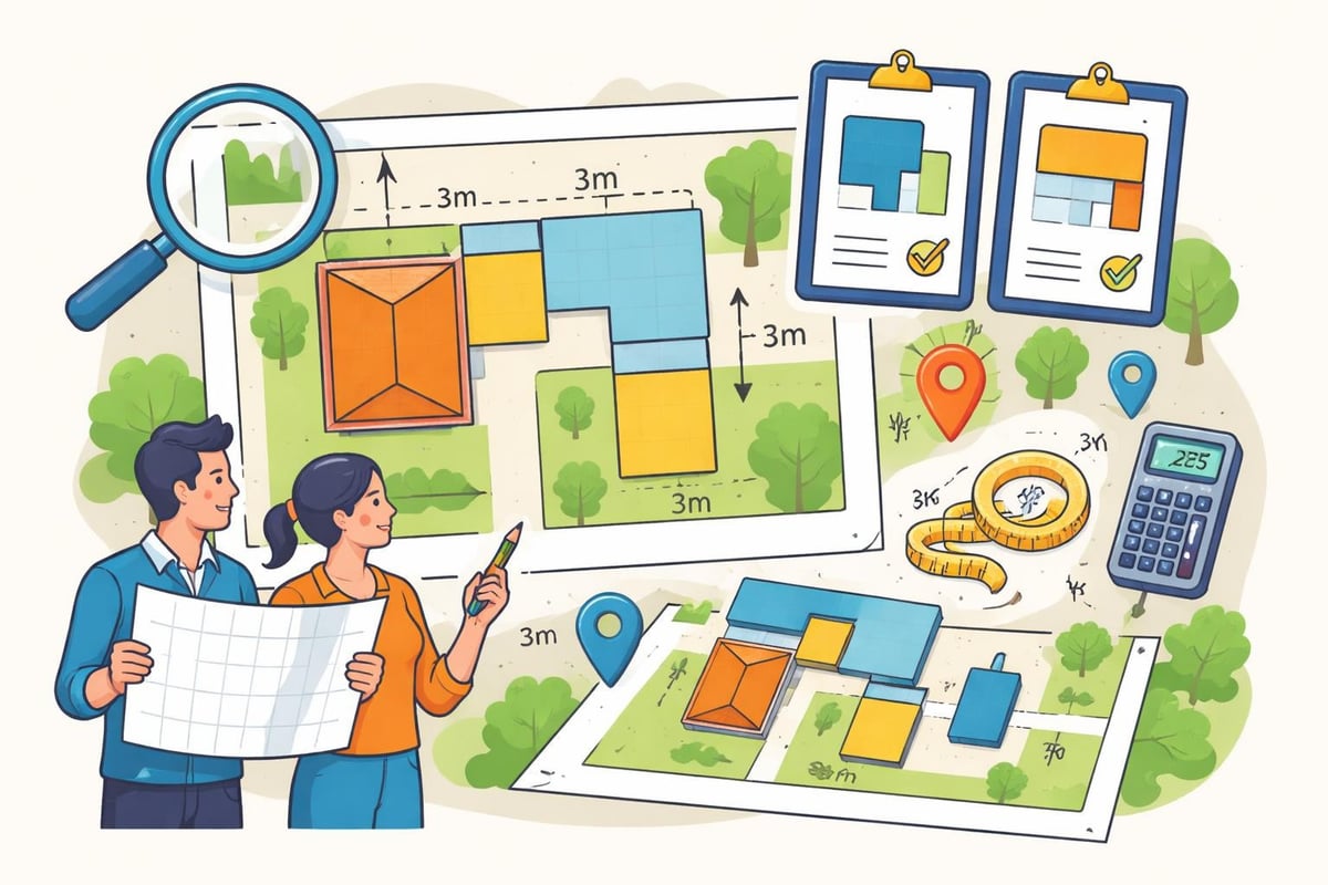 Uitbouw plannen met kadastrale grenzen