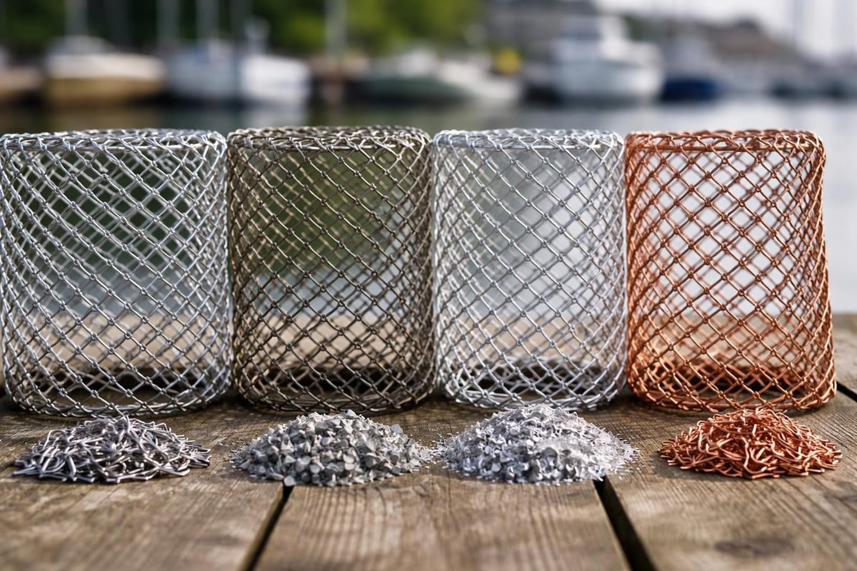 Metal fishing net material selection