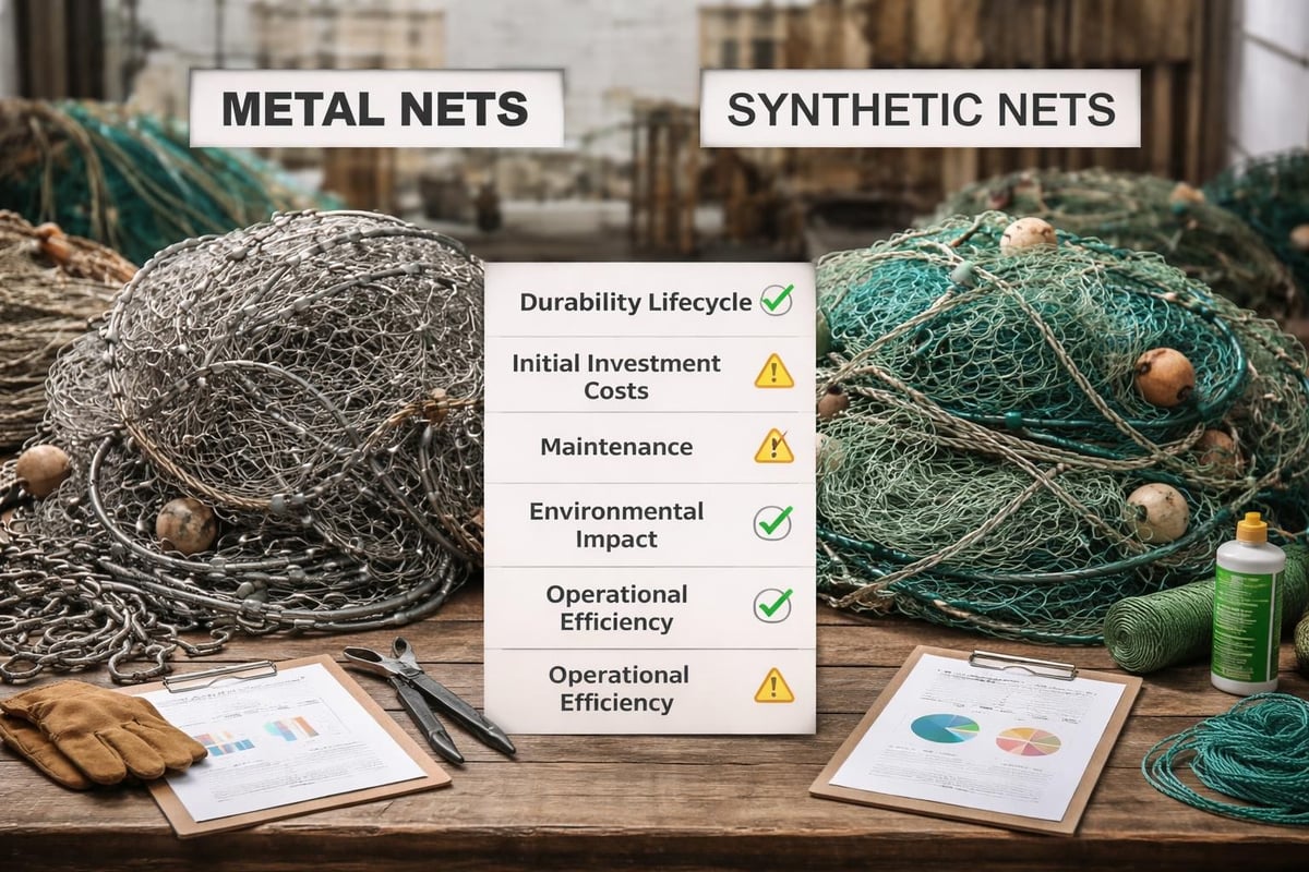 Metal vs synthetic fishing nets comparison
