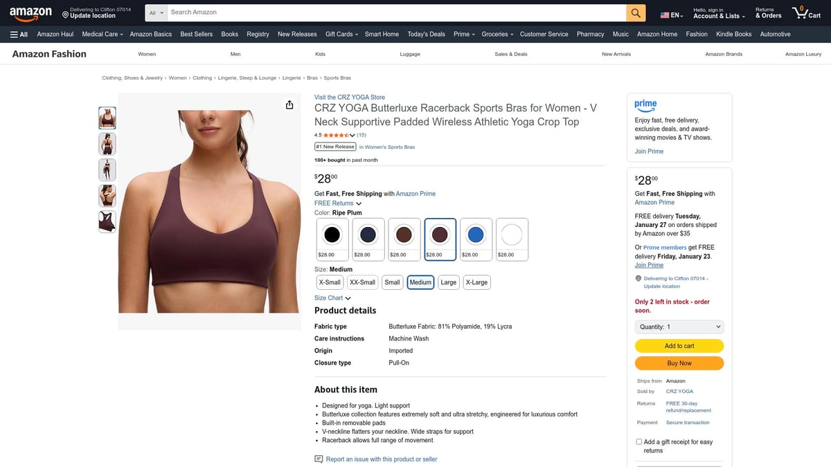 7 Best Yoga Bra Picks for Comfort and Support in 2026 - CRZ YOGA Butterluxe Racerback Sports Bra
