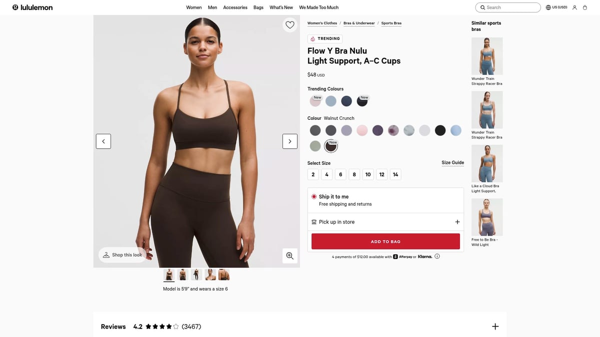 7 Best Yoga Bra Picks for Comfort and Support in 2026 - Lululemon Flow Y Bra Nulu Light Support, A–C Cups