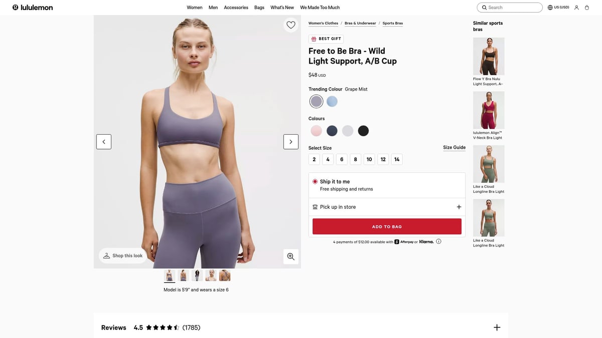 7 Best Yoga Bra Picks for Comfort and Support in 2026 - Lululemon Free to Be Bra - Wild Light Support, A/B Cup