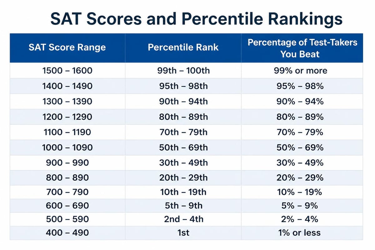 SAT score percentile distribution