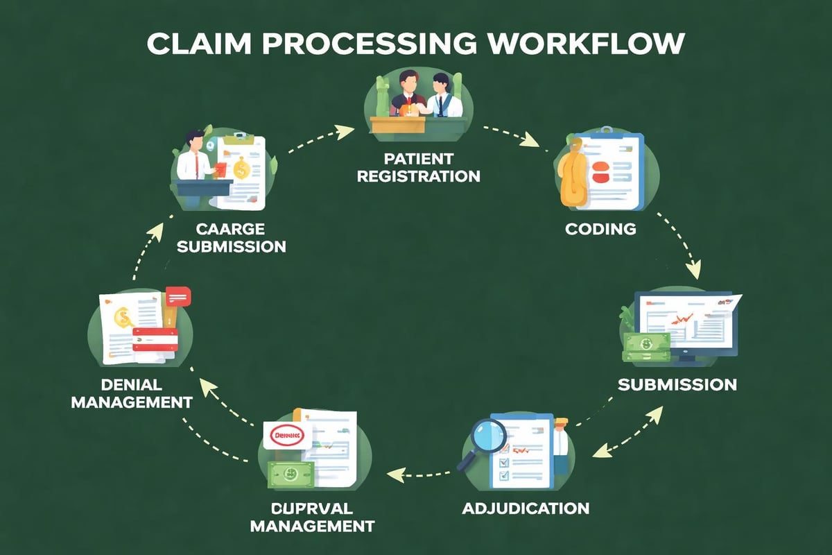 Claim processing workflow stages