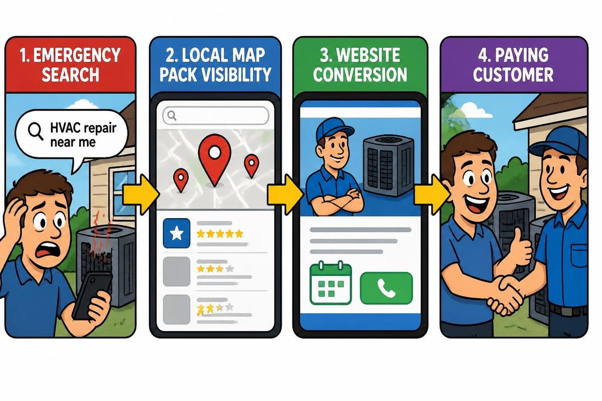 HVAC SEO visibility funnel