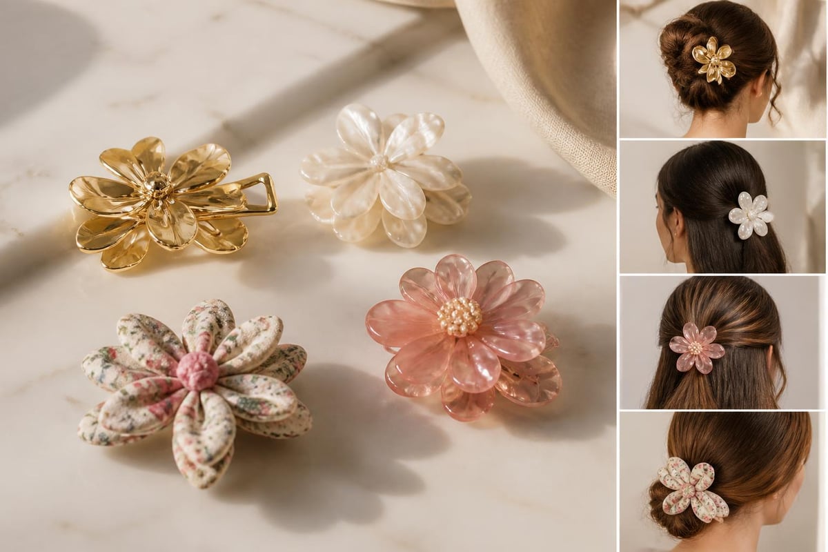 Floral barrette material comparison