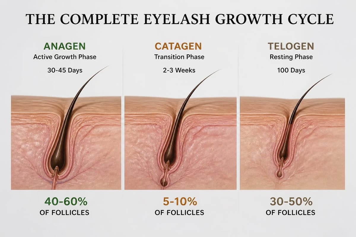 Eyelash and Brow Growth: Professional Guide 2026 2 Eyelash growth cycle phases