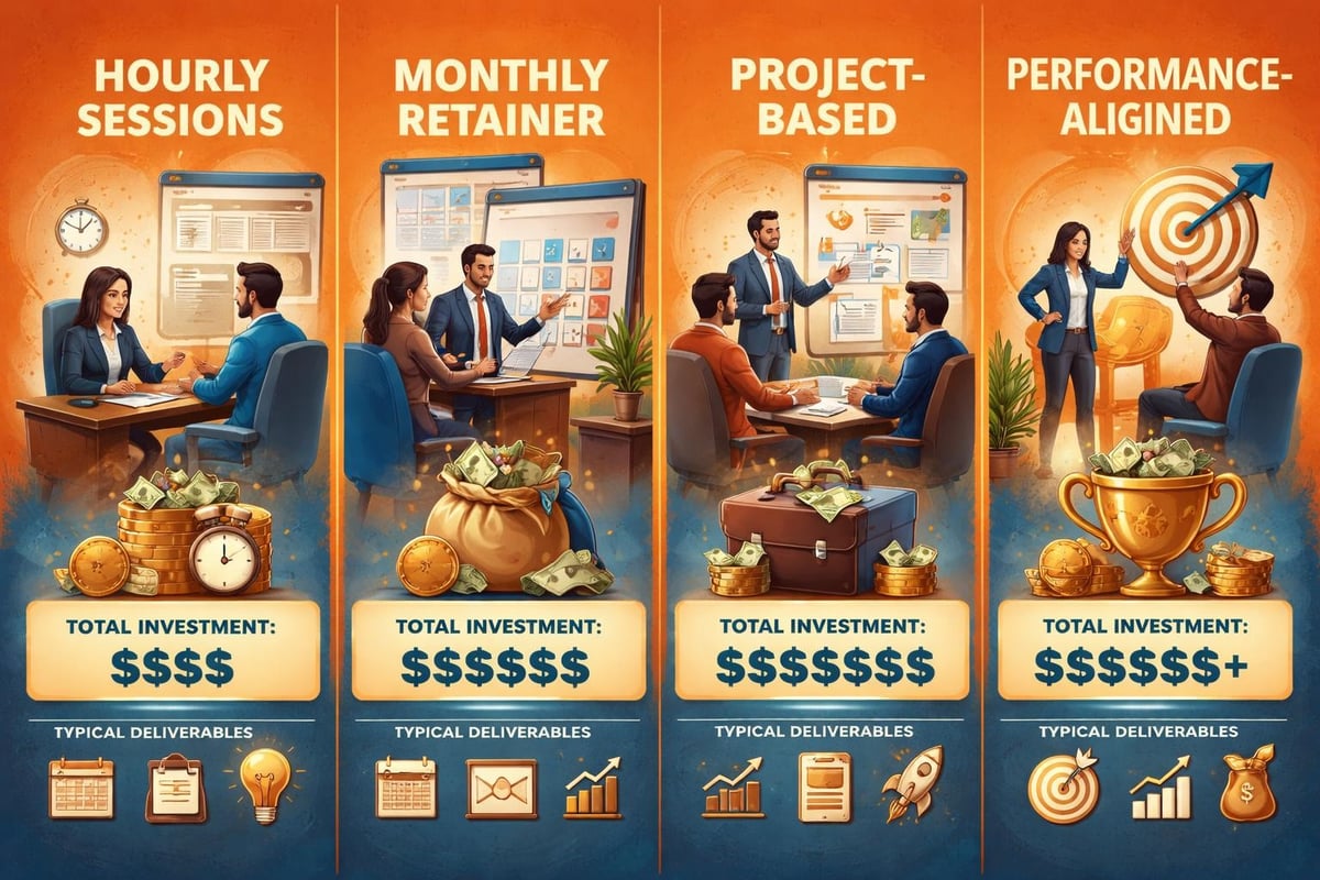 Business coaching pricing models comparison