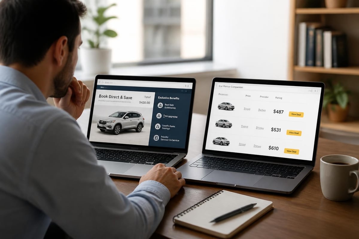 Direct rental booking versus third-party comparison