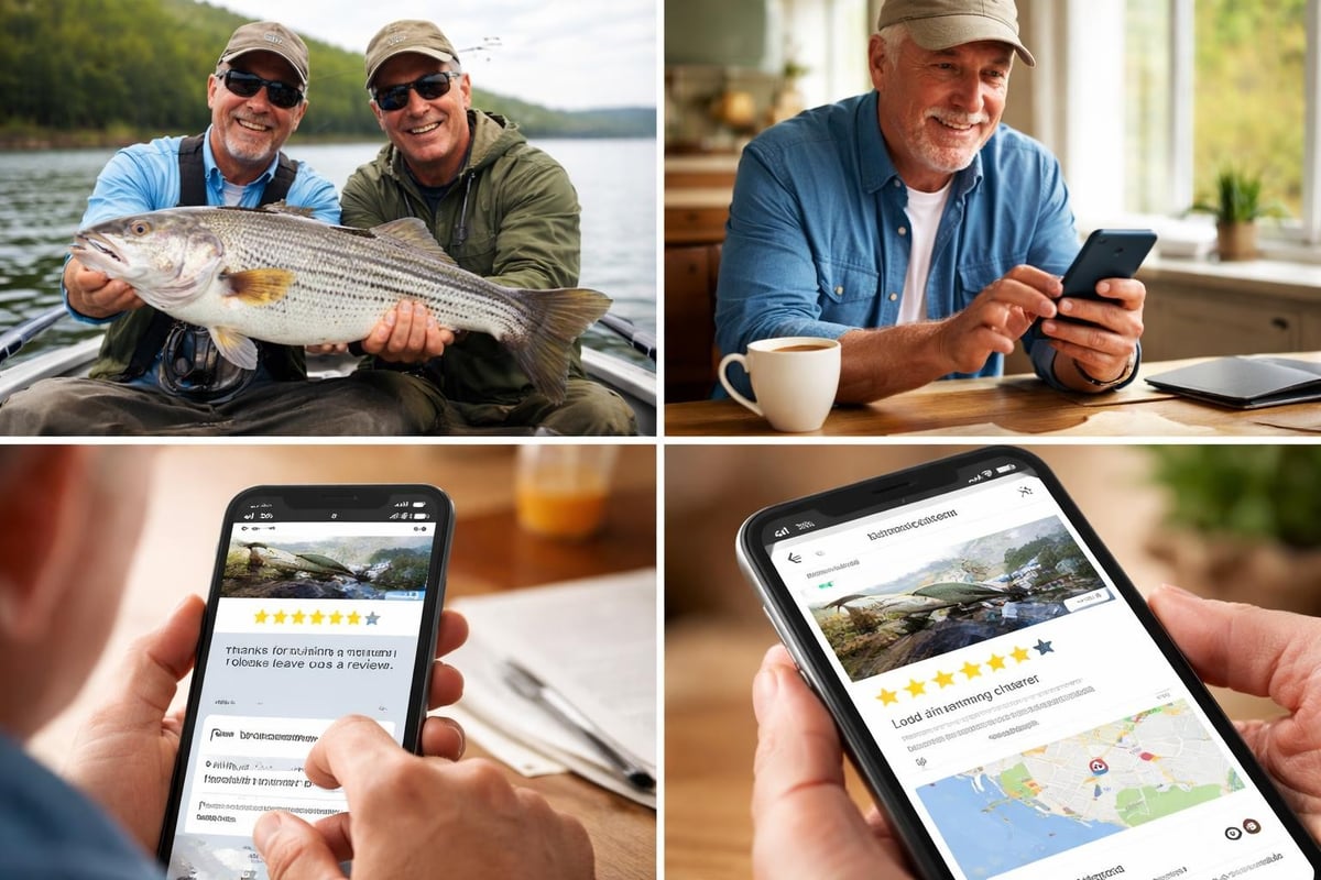 Review generation process for fishing guides