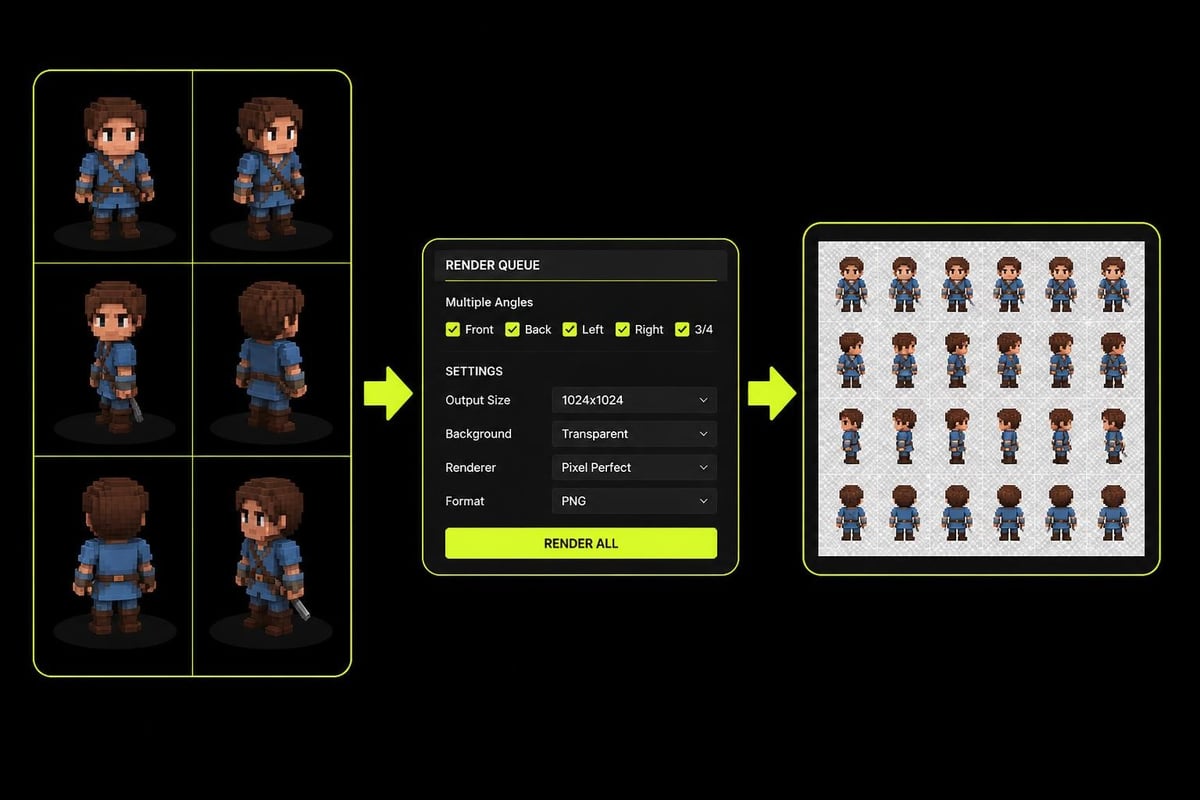 Batch rendering setup for pixel art sprites
