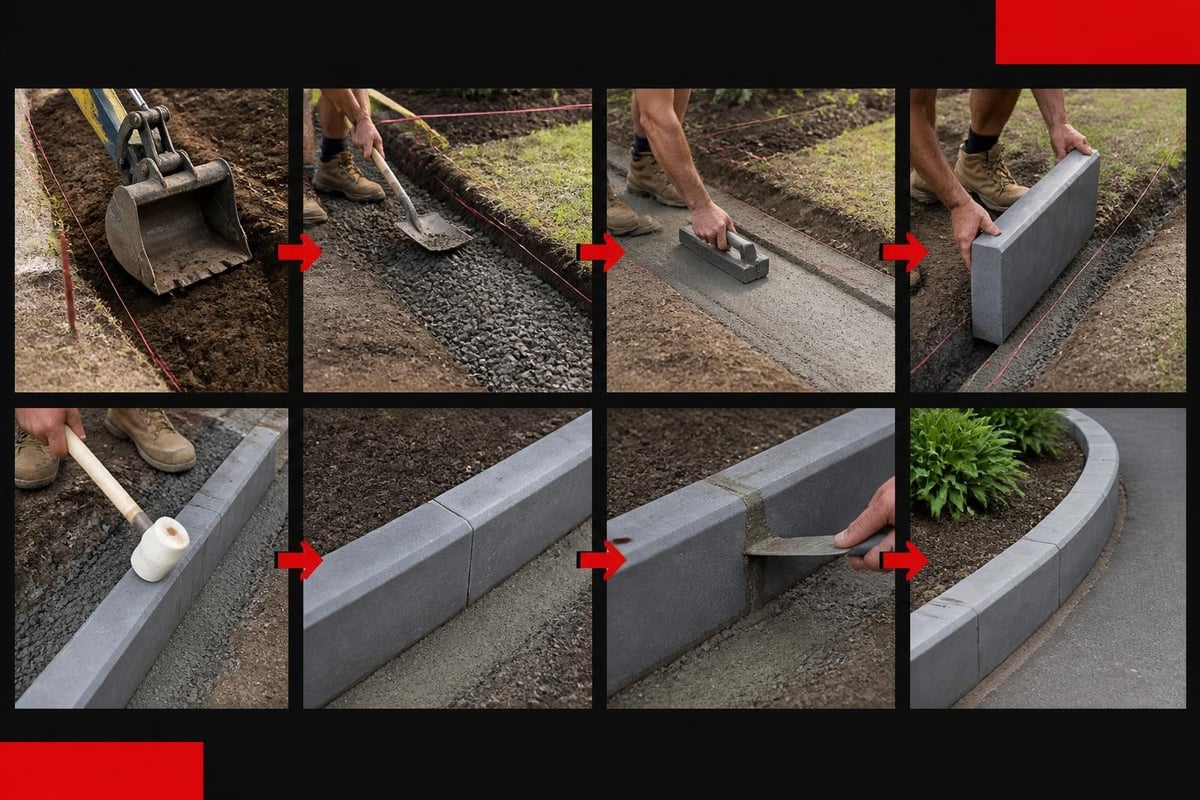 Bluestone kerbing installation steps