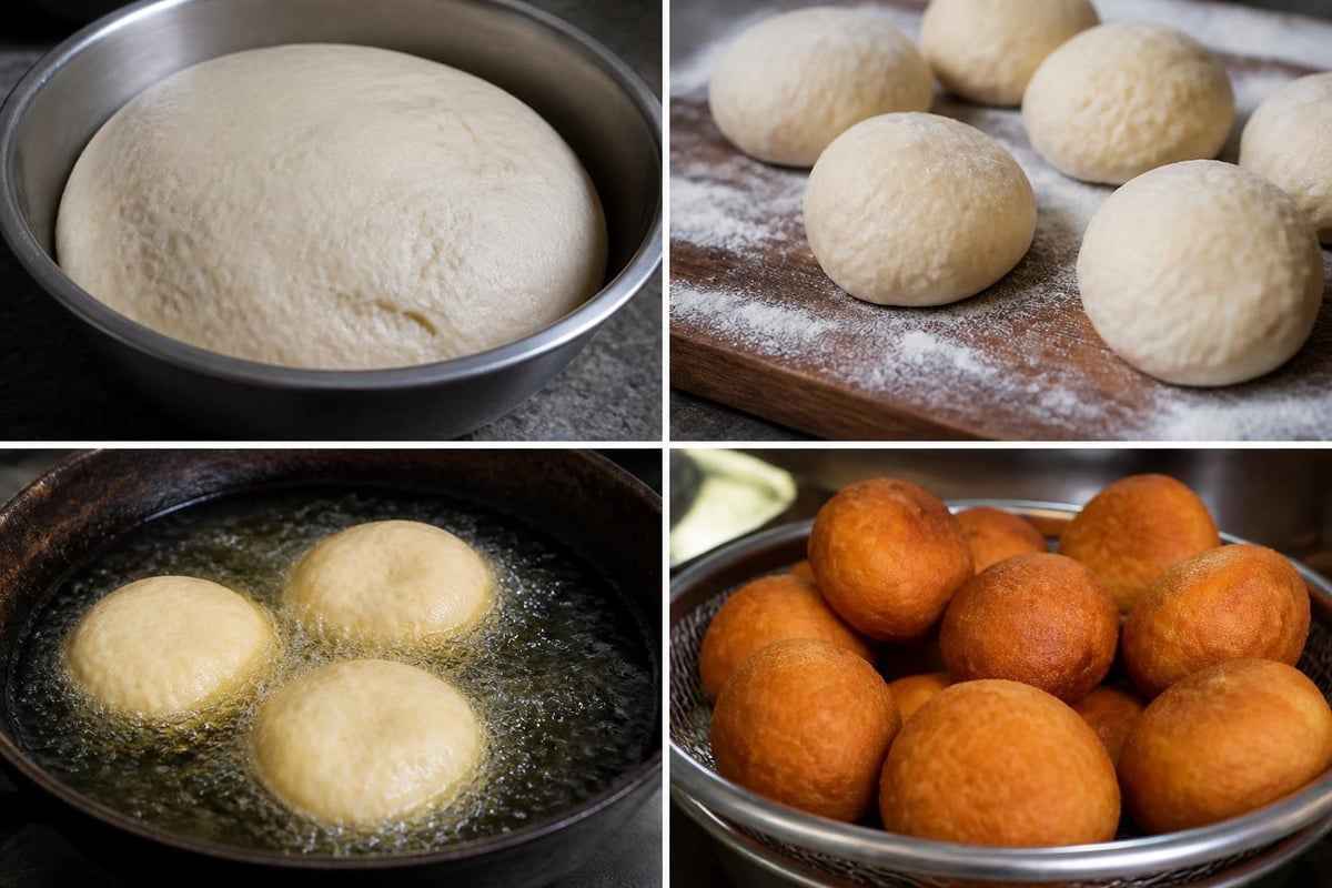 Vetkoek cooking process