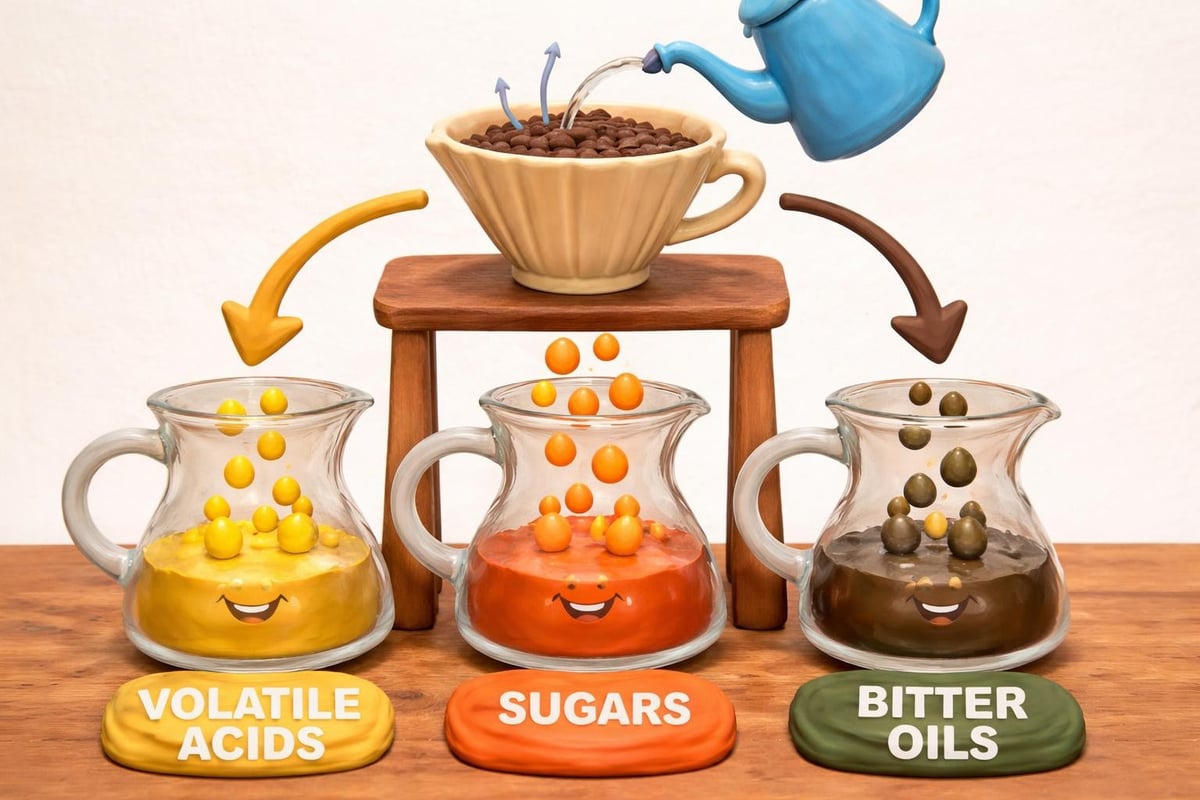 Pour over extraction phases