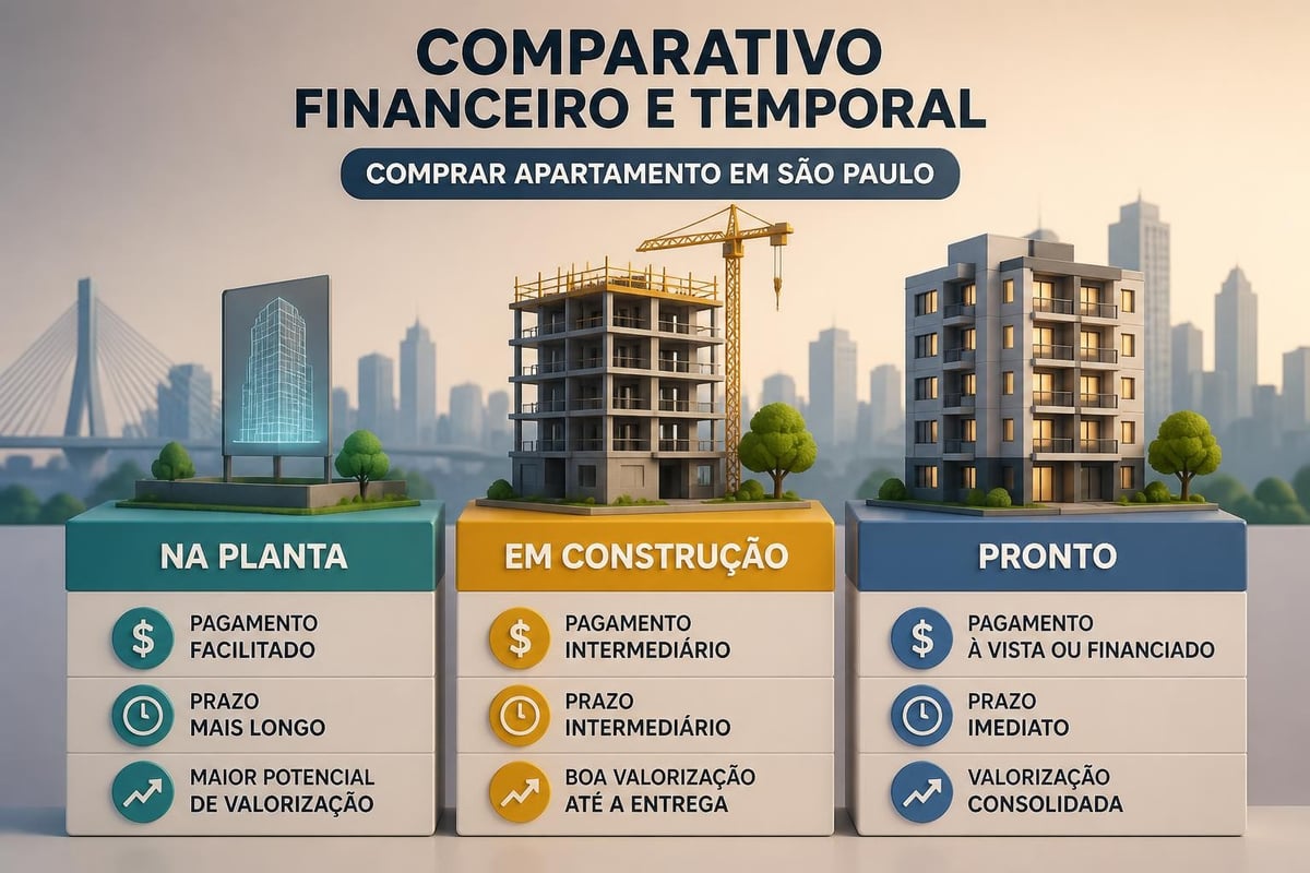 Comparação entre fases de compra de imóveis