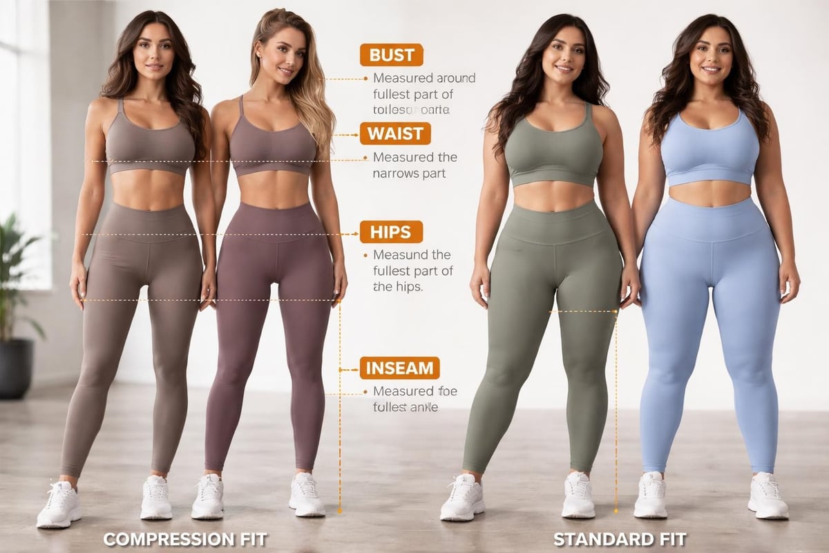 Sizing guide for women's athletic wear