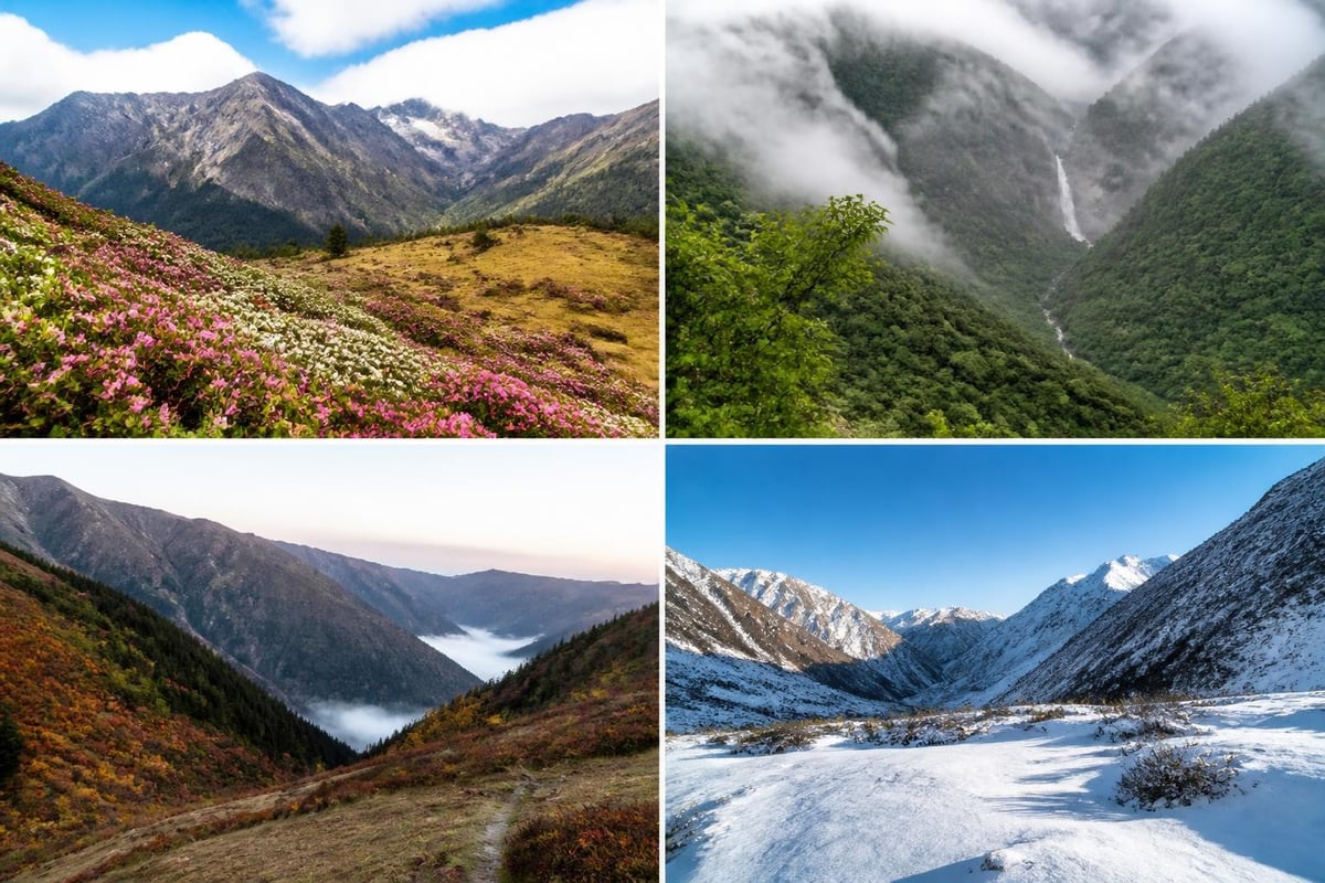 Seasonal trekking conditions in Bhutan
