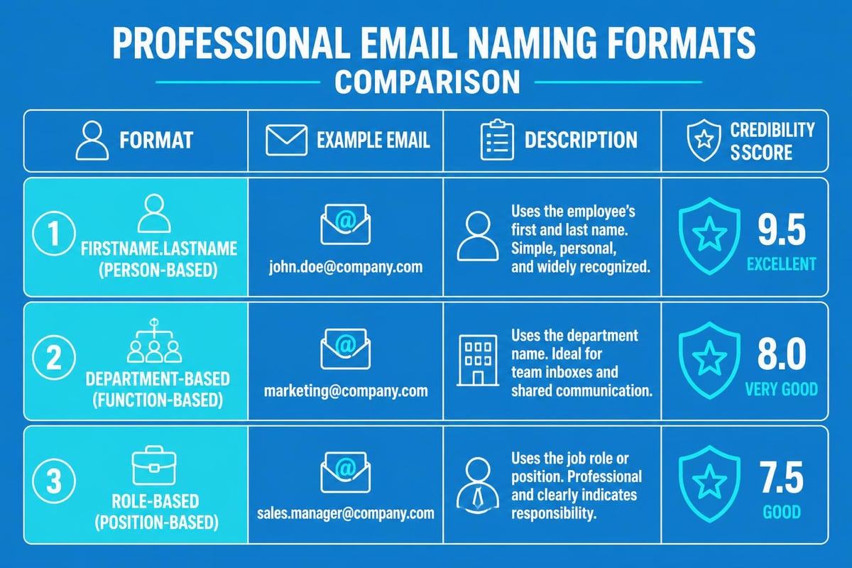 Email naming conventions comparison