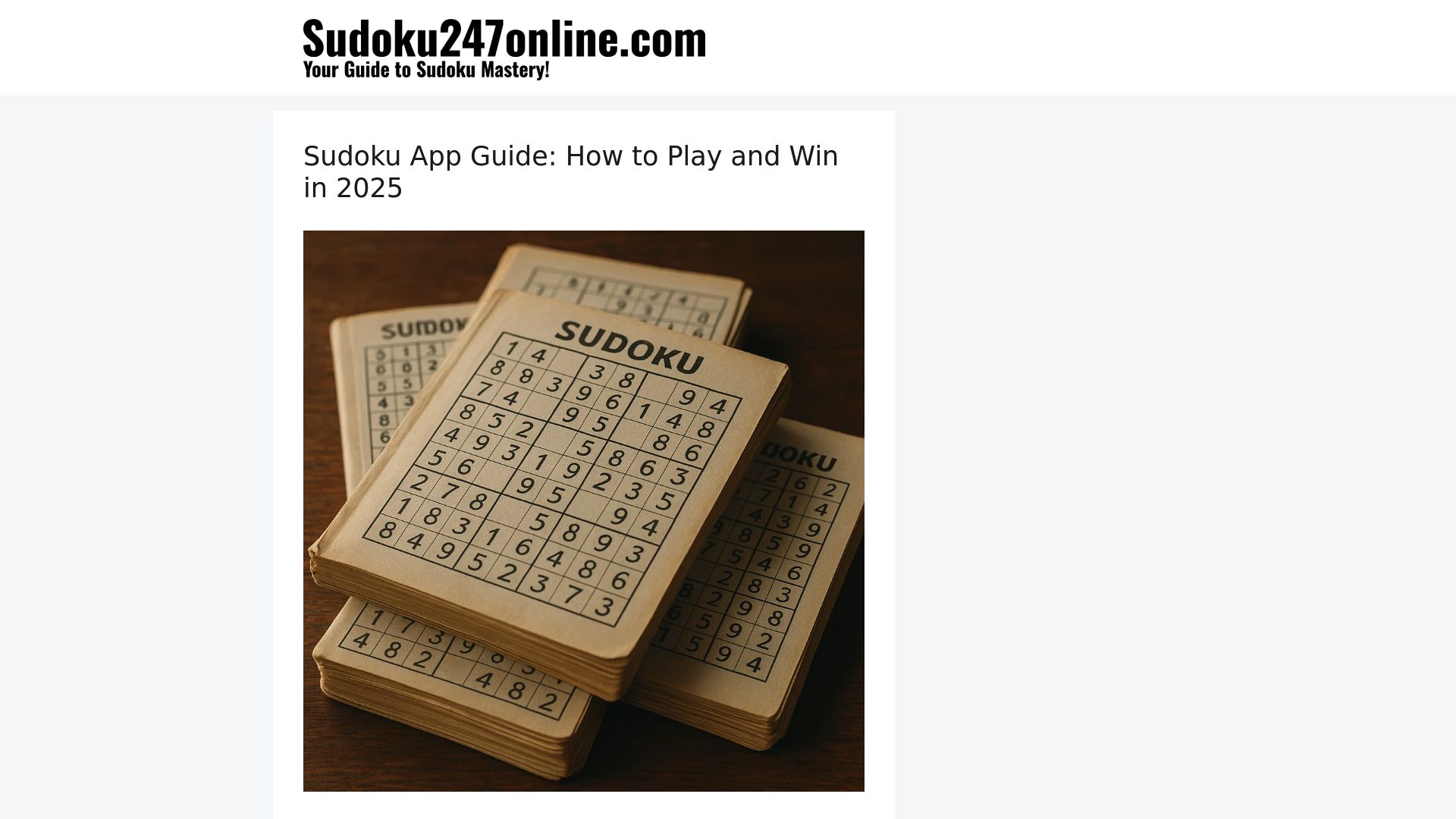 Free Sudoku Guide: How to Play & Win in 2025 - Sudoku247online.com: The Ultimate Resource for Sudoku Enthusiasts