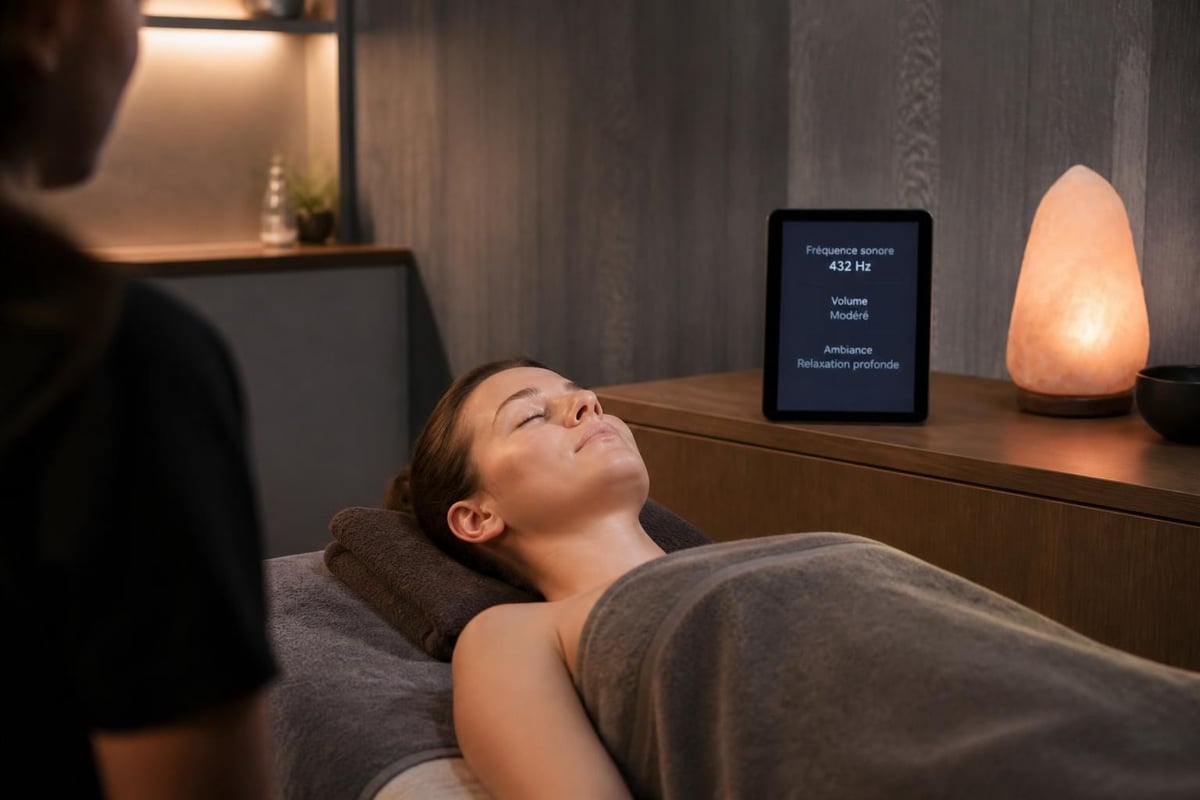 Sound environment impact on facial treatments