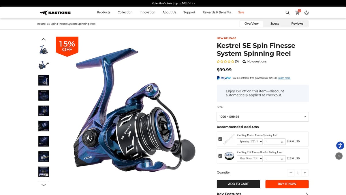 Top 7 Kastking Reels for Anglers in 2026 - KastKing Kestrel SE Spin Finesse System Spinning Reel