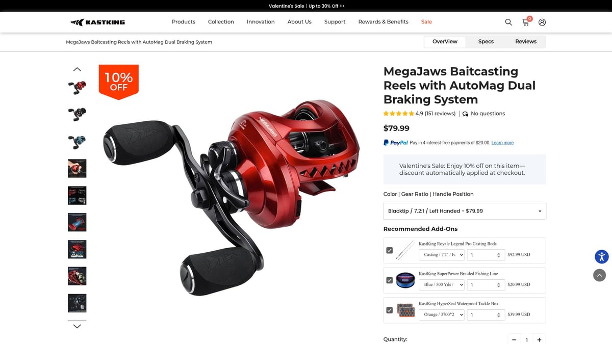 Top 7 Kastking Reels for Anglers in 2026 - KastKing MegaJaws Baitcasting Reel with AutoMag Dual Braking System
