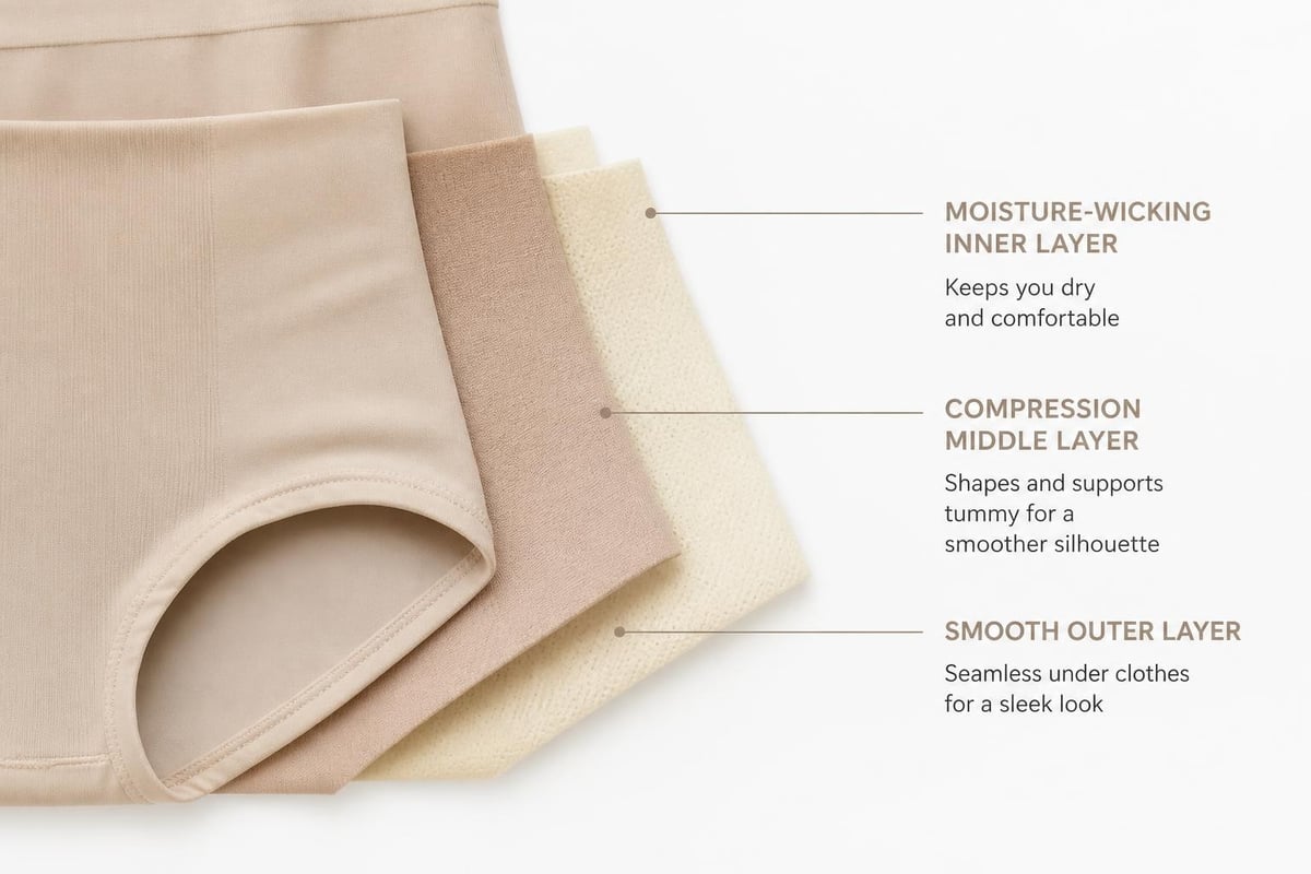 Tummy cover panty fabric layers