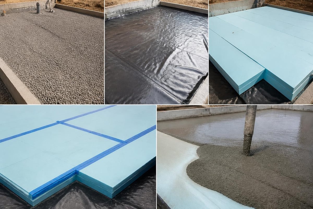 Under-slab insulation installation sequence