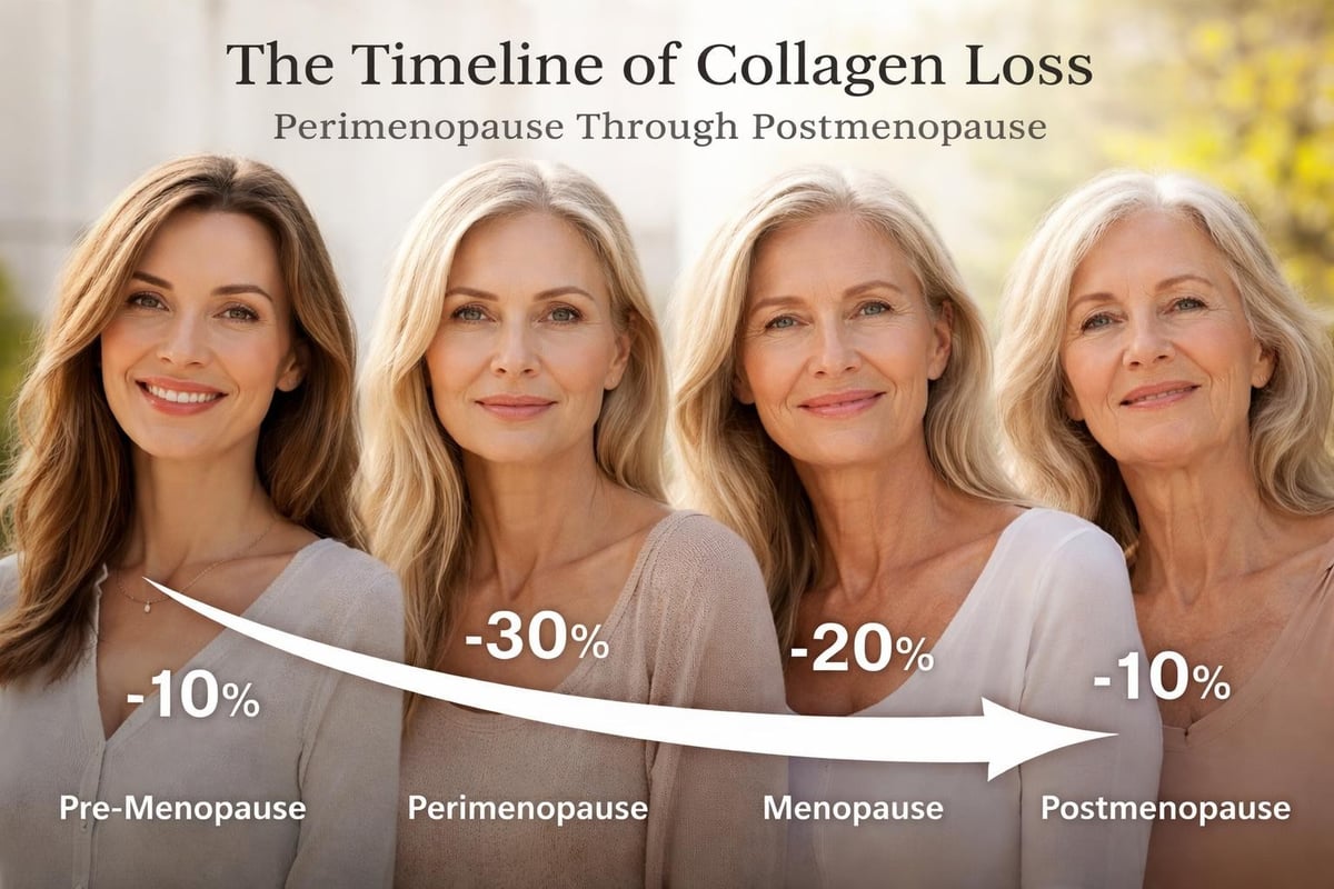 Collagen production decline during menopause