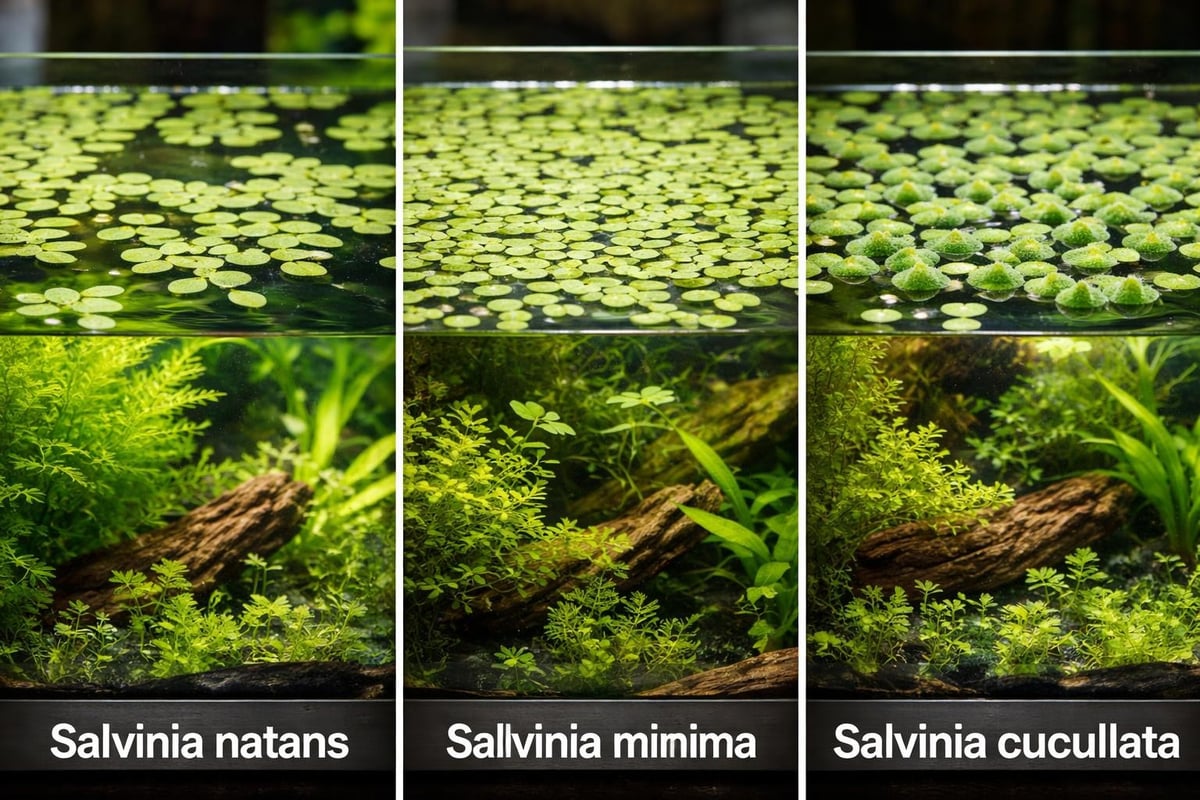 Salvinia species comparison