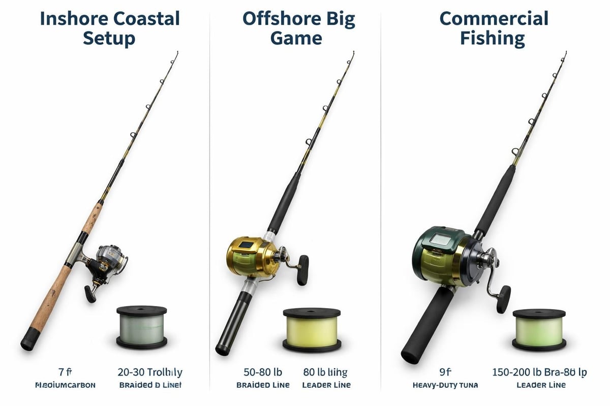 Different fishing rod setups