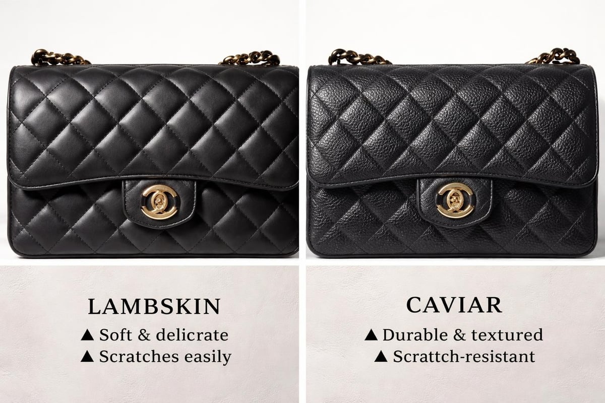 Chanel bag leather comparison