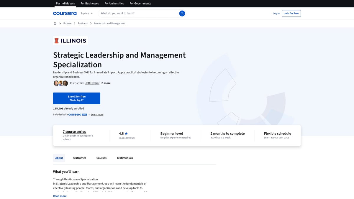 7 Top Management Courses to Boost Your Career in 2025 - Coursera – Strategic Leadership and Management Specialization (University of Illinois)