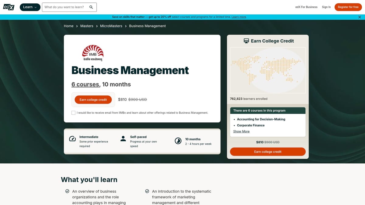 7 Top Management Courses to Boost Your Career in 2025 - edX – MicroMasters® Program in Business Management (IIM Bangalore)
