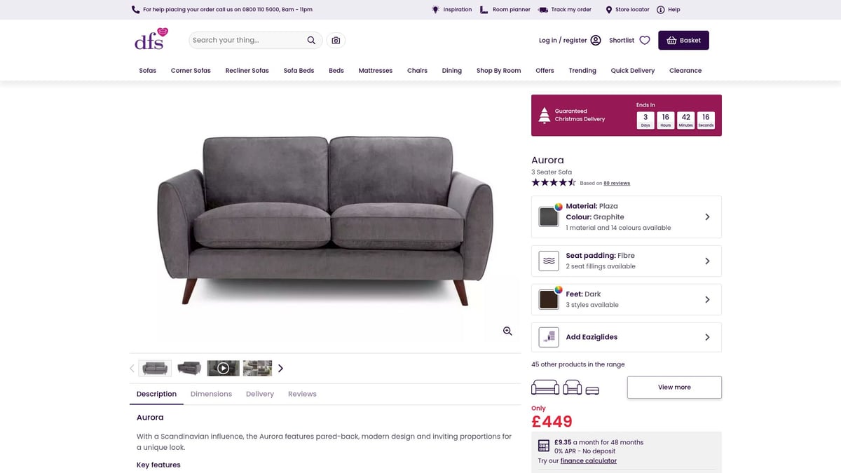 9 Top-Rated Best Quality Sofa Beds for Stylish Homes 2025 - DFS Aurora 3-Seater Sofa Bed