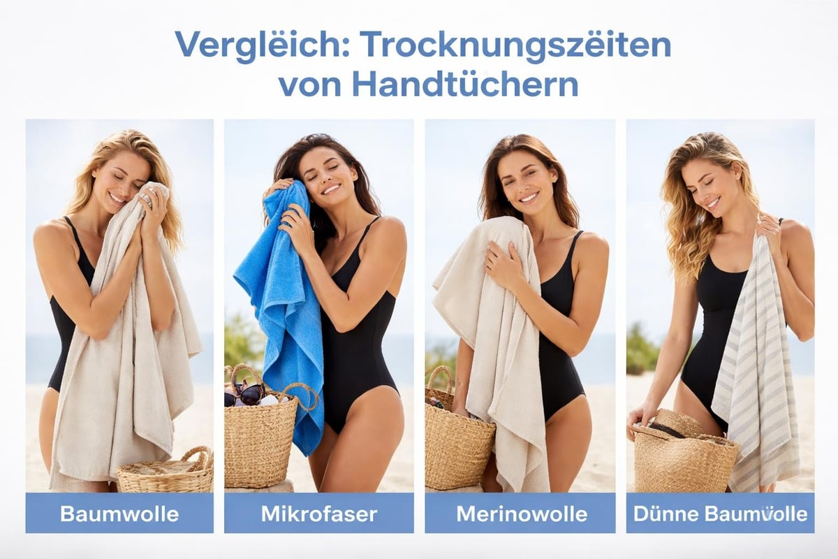 Vergleich Trocknungszeit verschiedener Handtuchmaterialien