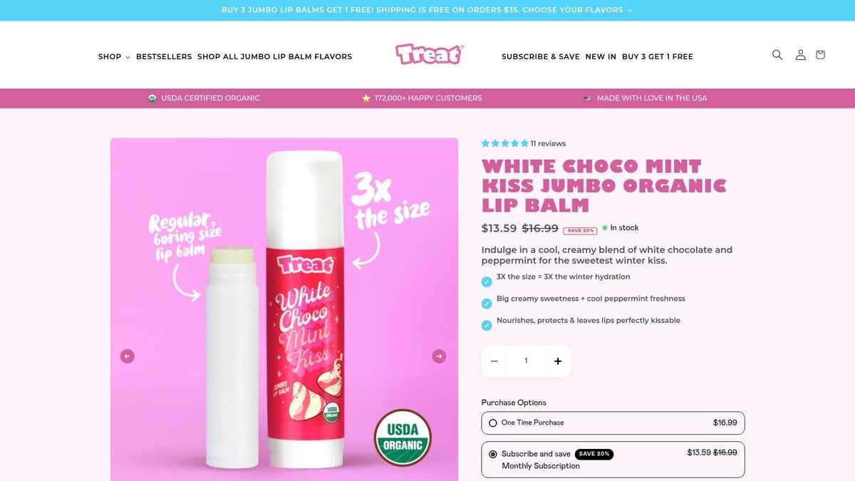 Top 8 Best Selling Lip Balm Picks for 2026 Lips - White Choco Mint Kiss Jumbo Organic Lip Balm