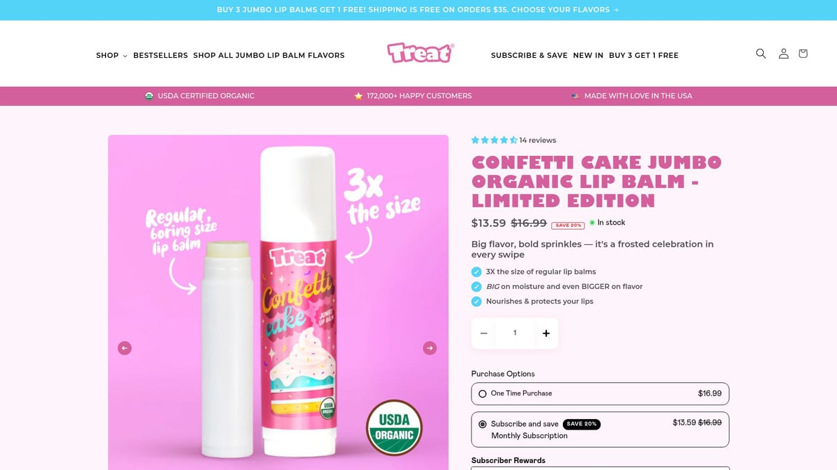 Top 8 Best Selling Lip Balm Picks for 2026 Lips - Confetti Cake Jumbo Organic Lip Balm - Limited Edition
