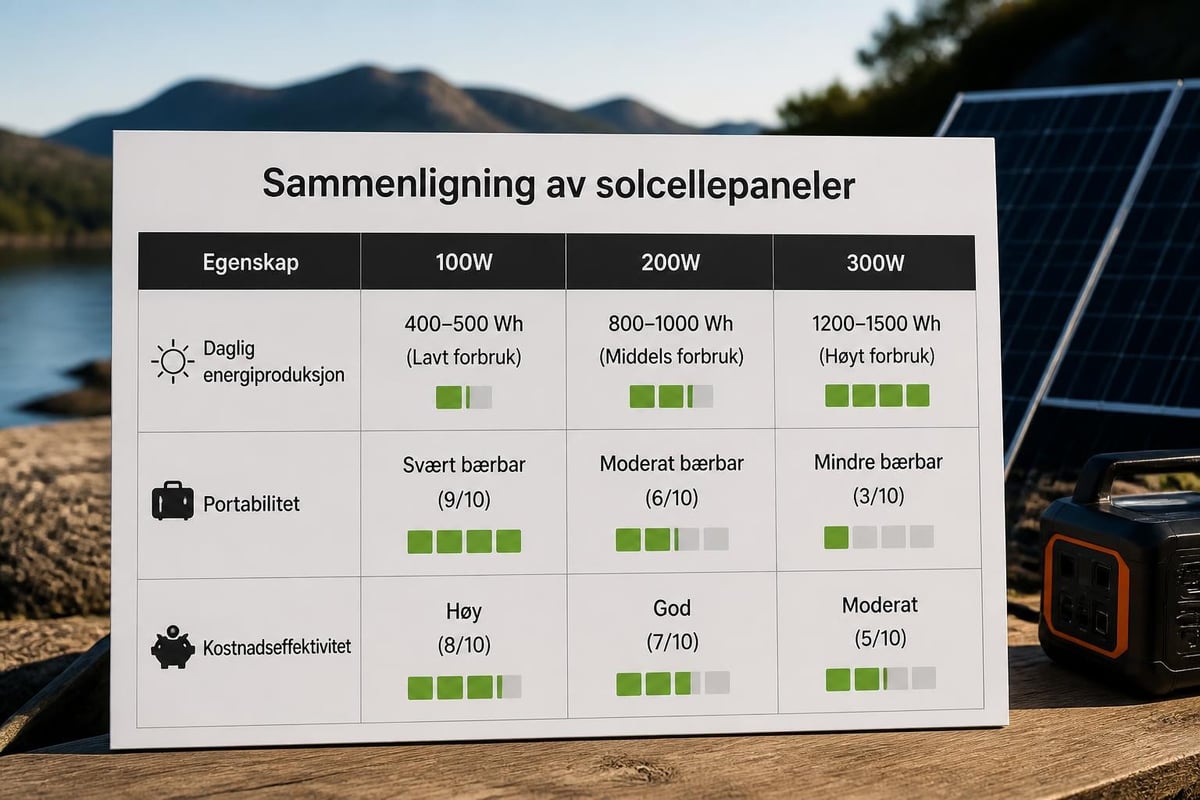 Solcellepanel sammenligning