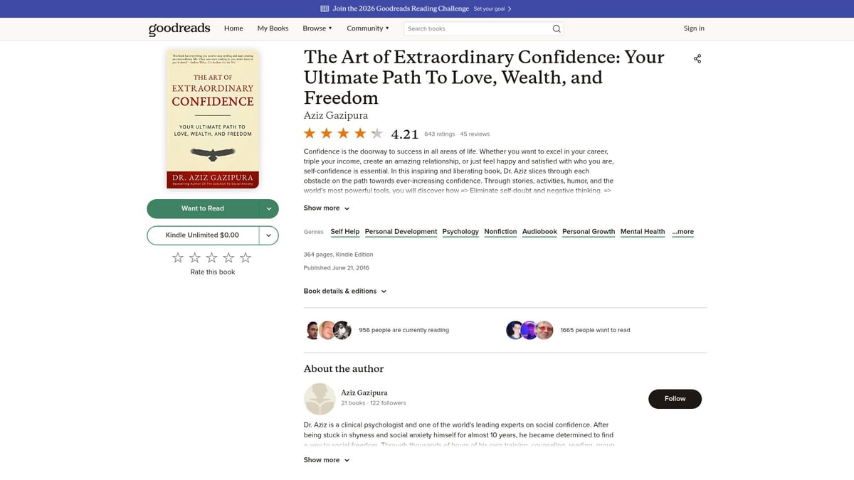 Top 7 Best Books on Self Confidence to Read in 2026 - The Art of Extraordinary Confidence by Aziz Gazipura