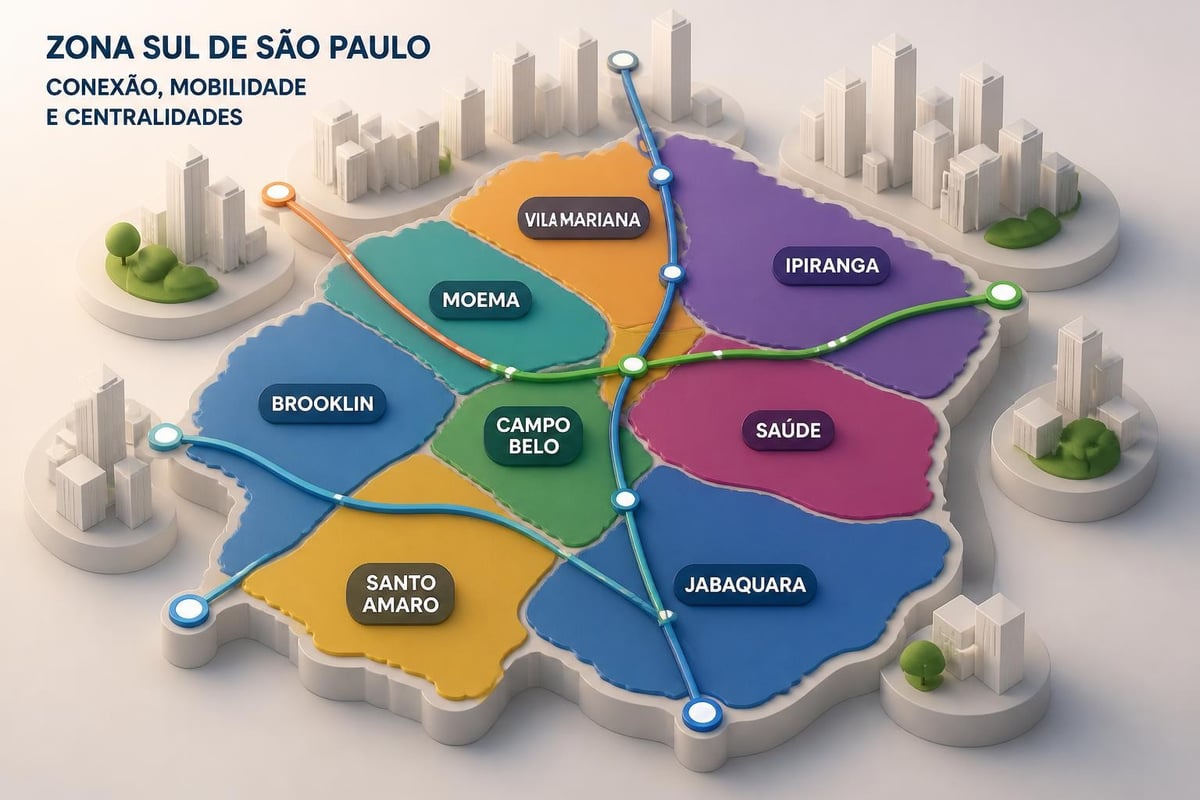 Mapa dos principais bairros da Zona Sul