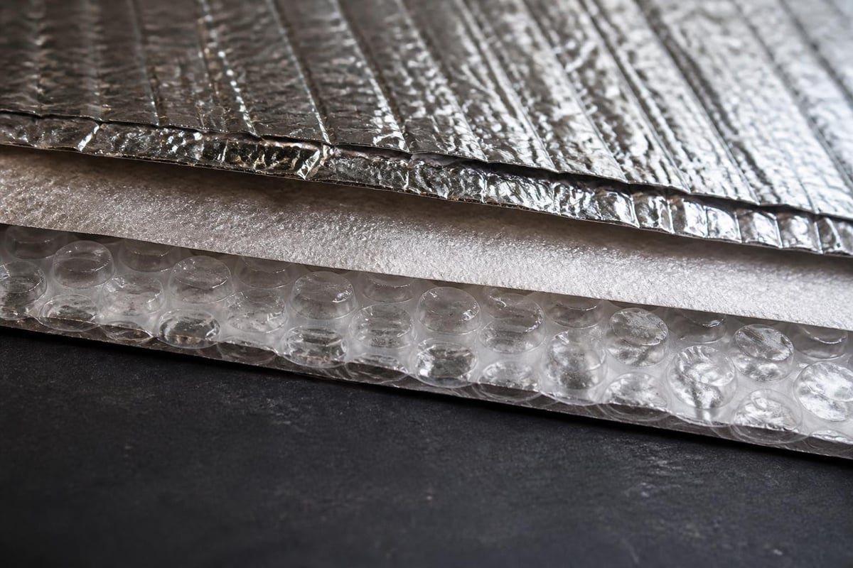 Bubble wrap foil insulation cross-section