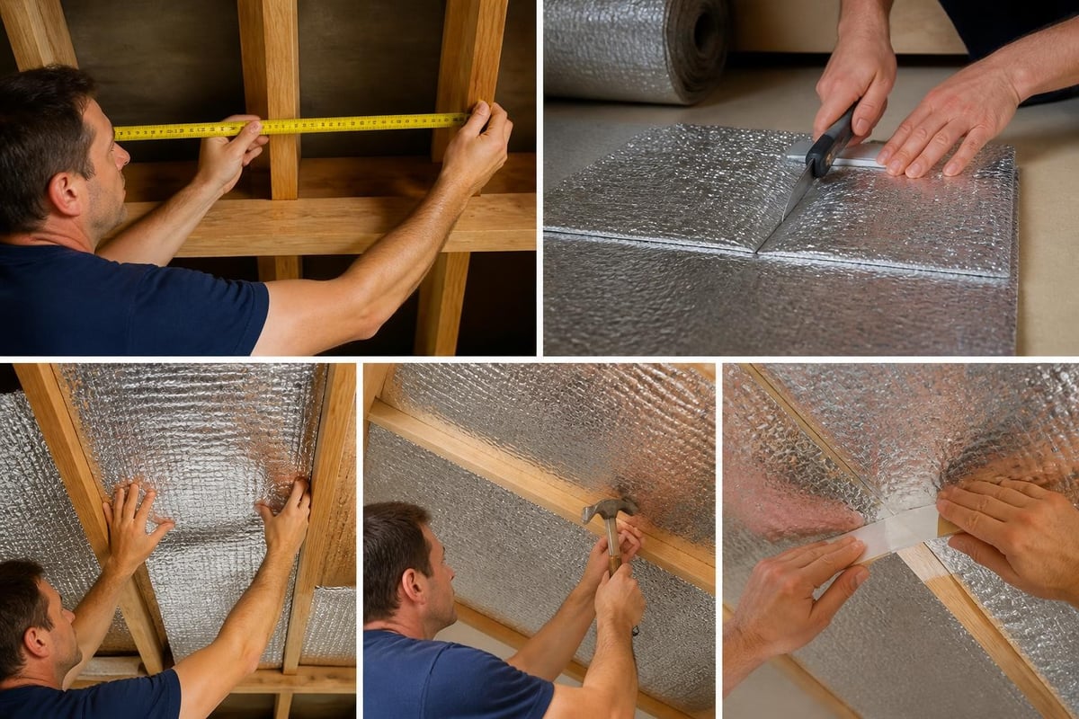 Installing bubble wrap foil insulation